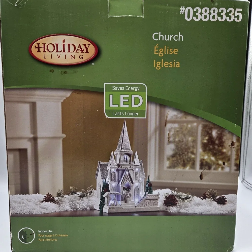 New Holiday‎ Living Cathedral Church LED Collectible Christmas Village Nos Rare